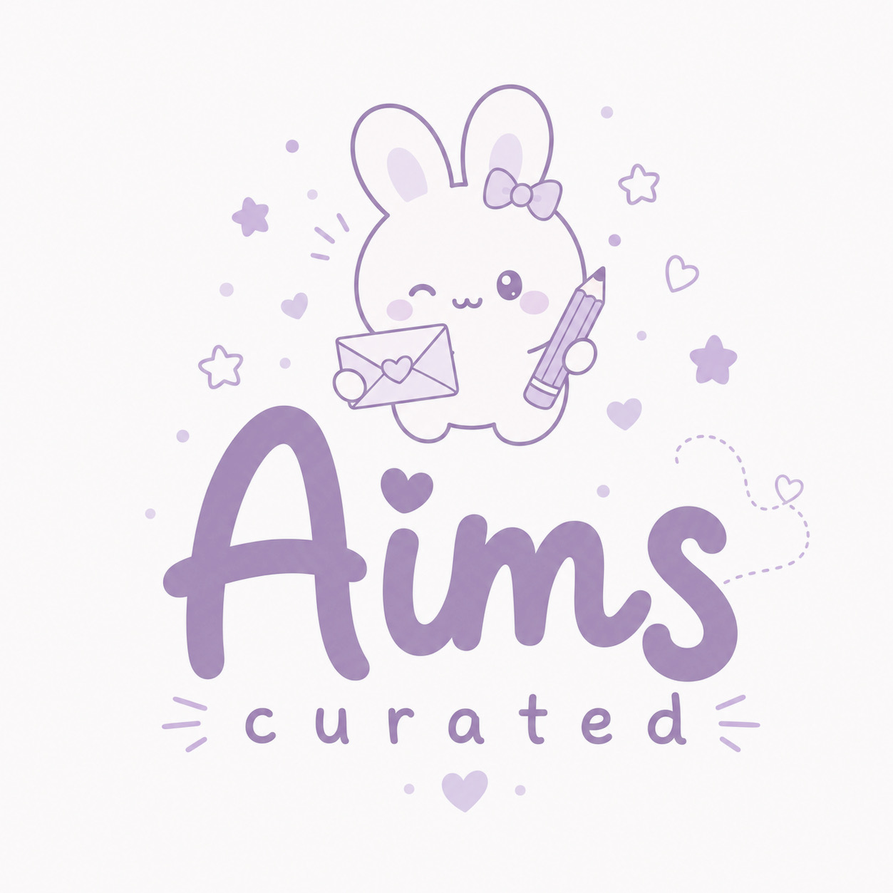 Aimscurated bunny holding a letter and pencil